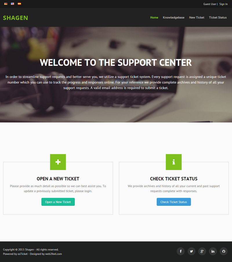 Shagen osTicket theme screenshot